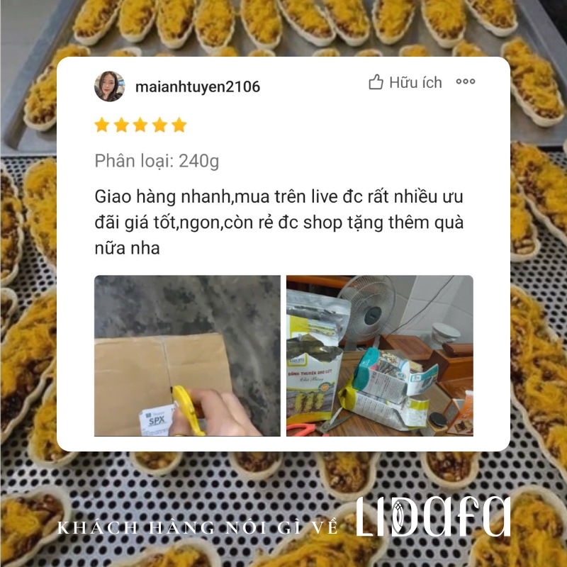 review bánh thuyền gạo lứt chà bông healthy lidafa