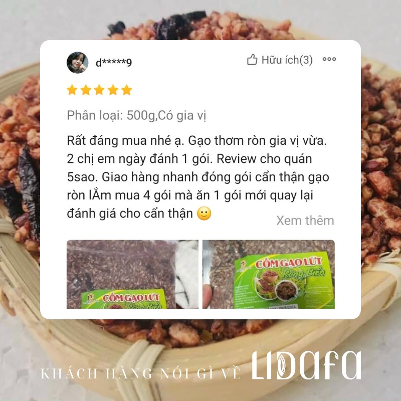 review về cốm gạo lứt sấy rong biển LIDAFA