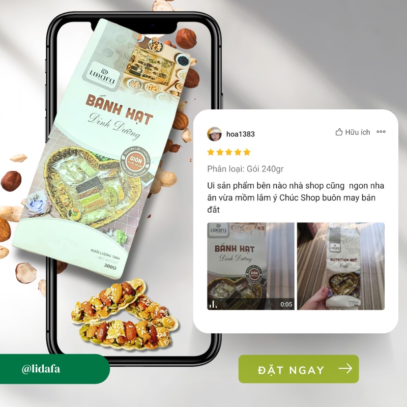 đánh giá của khách combo bánh hạt dinh dưỡng các loại