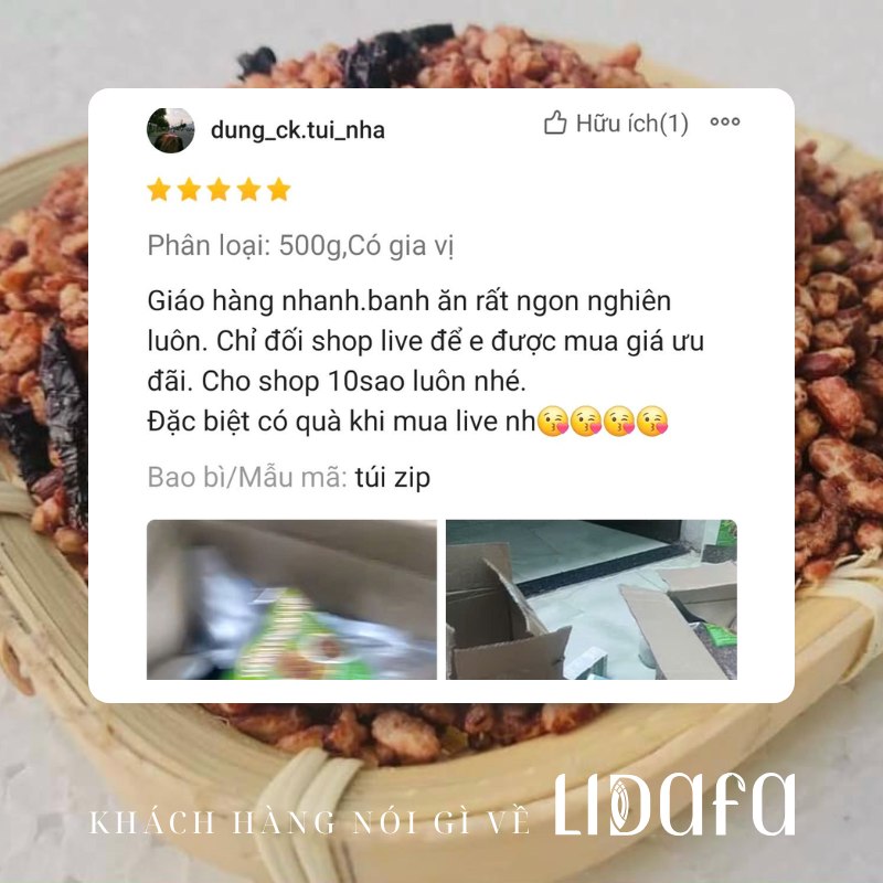 feedback của khách hàng về cốm gạo lứt rong biển LIDAFA