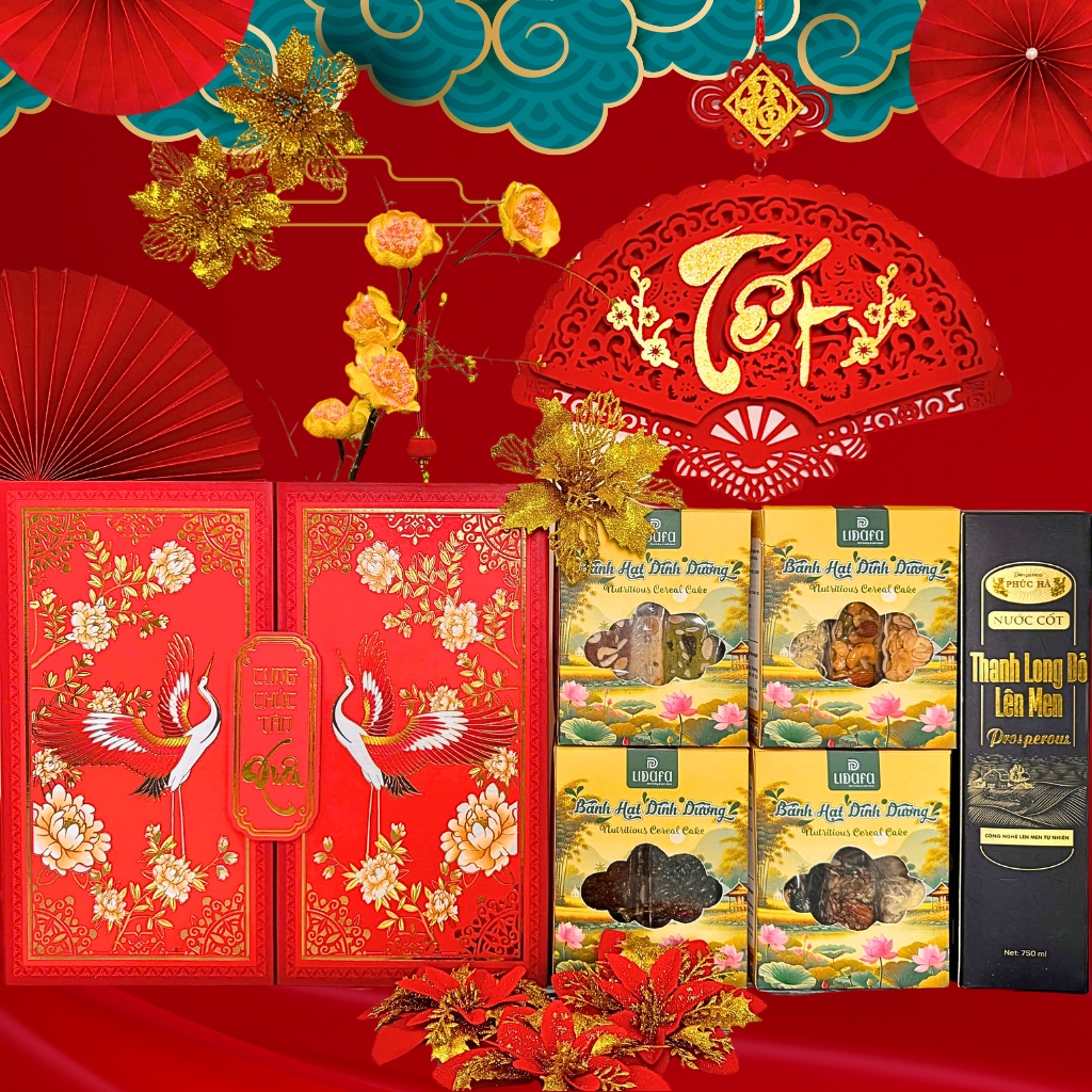 hộp quà tết hạt dinh dưỡng sang trong lidafa sqt08