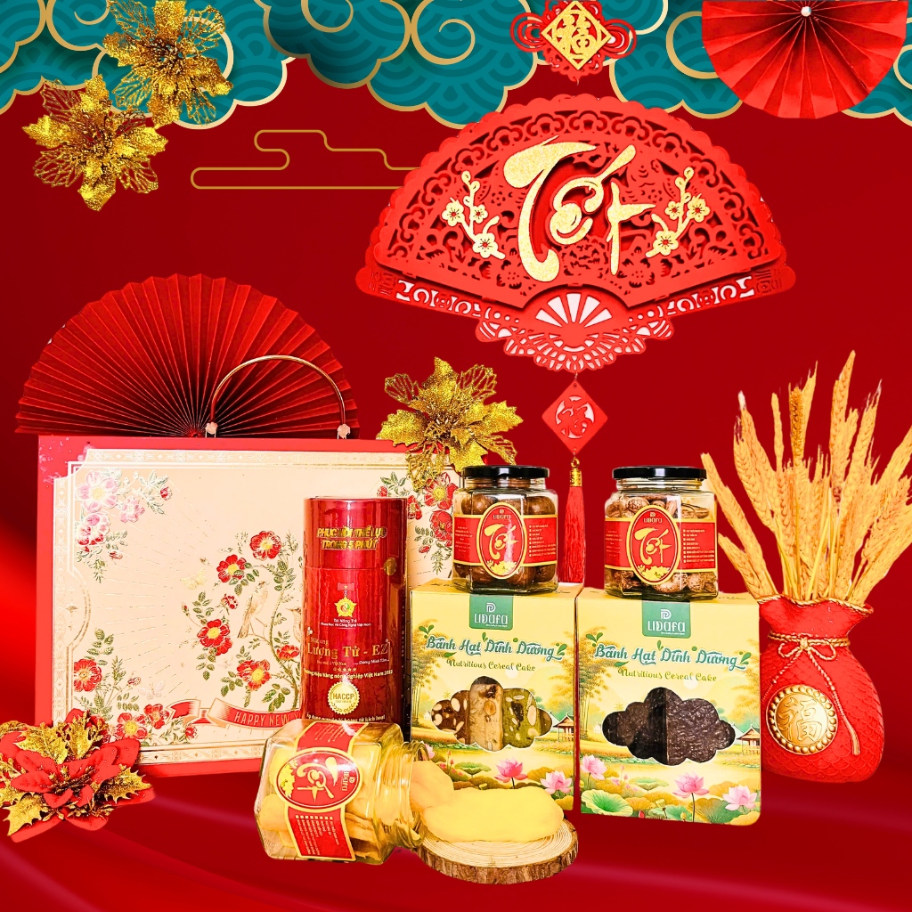 hộp quà tết hạt dinh dưỡng sức khỏe sang trọng lidafa sqt09