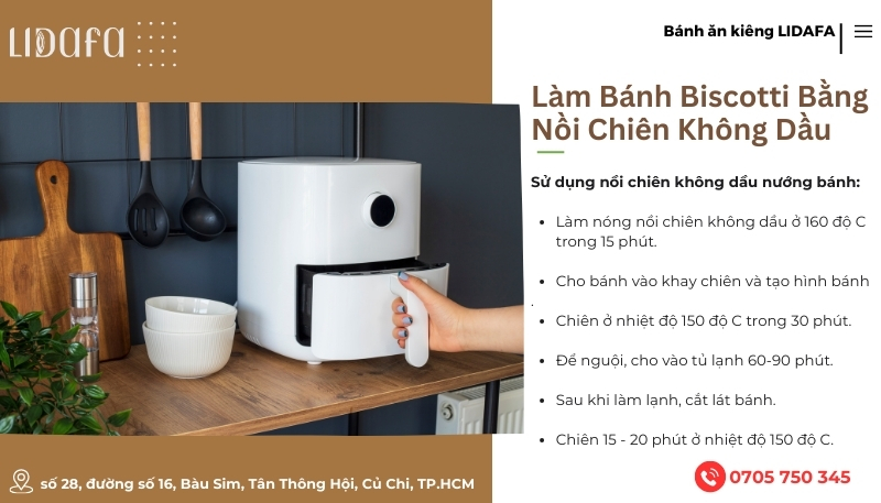 Cách làm bánh biscotti bằng nồi chiên không dầu