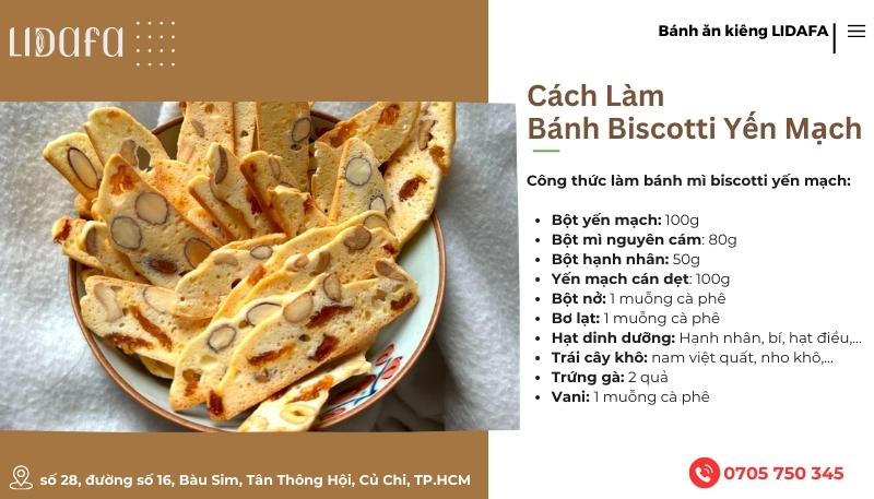 Cách làm bánh biscotti yến mạch