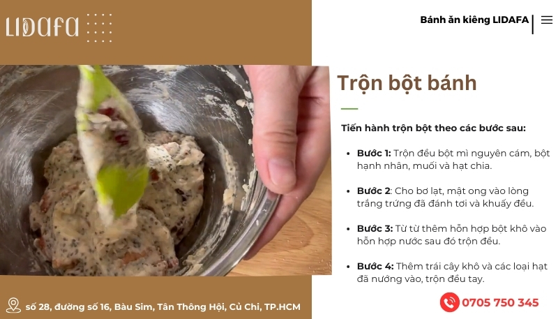 Trộn bột bánh