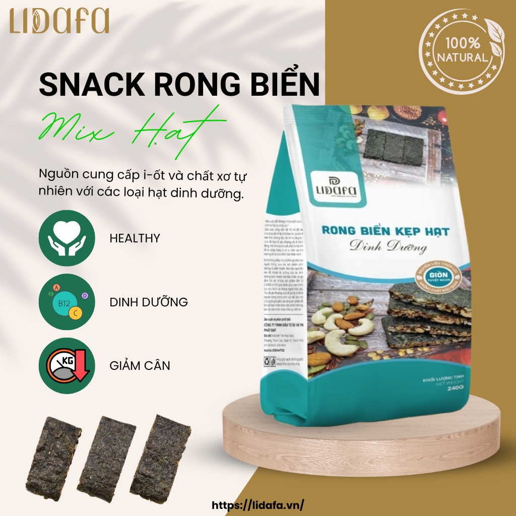 Snack rong biển ăn kiêng kẹp hạt