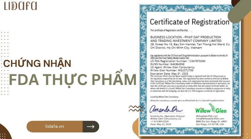 chứng nhận FDA thực phẩm