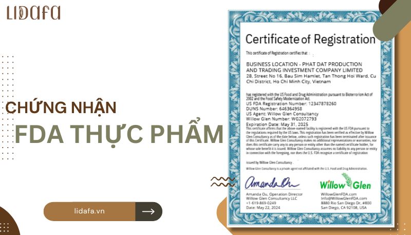 chứng nhận FDA thực phẩm