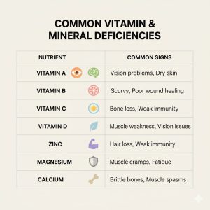 Nhóm vitamin và khoáng chất cơ thể dễ thiếu nhất