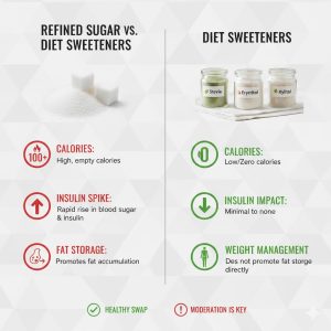 So sánh đường ăn kiêng và đường tinh luyện trong chế độ giảm cân