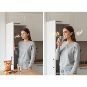 Uống nước giúp giảm cảm giác thèm ăn và hạn chế ăn vặt