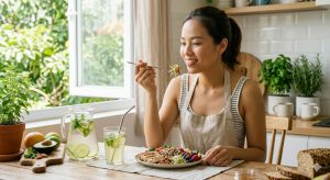 cách giảm đầy hơi bằng ăn chậm nhai kỹ và uống đủ nước