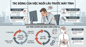Ngồi lâu ảnh hưởng đến chuyển hóa năng lượng và sức khỏe