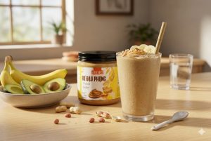 bơ đậu phộng nguyên chất không đường trong chế độ ăn healthy