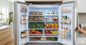 tủ lạnh healthy với thực phẩm lành mạnh giúp hình thành thói quen ăn uống